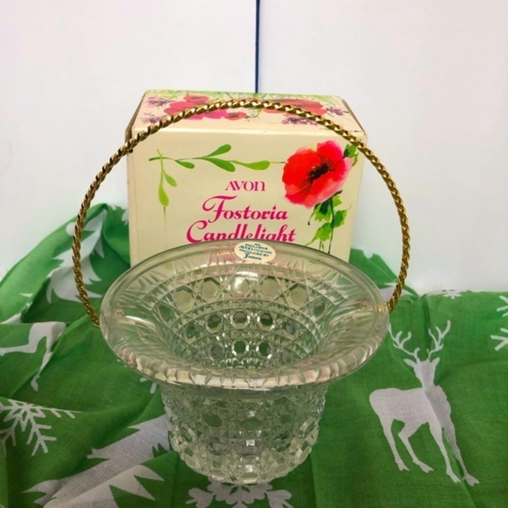Vintage Avon Fostoria Candlelight Basket